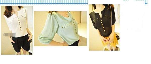 Vintage Chiffon Blouse With Stud (Available in white only)